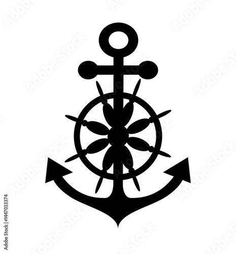 Wallpaper Mural steering wheel illustrator anchor on white background Torontodigital.ca