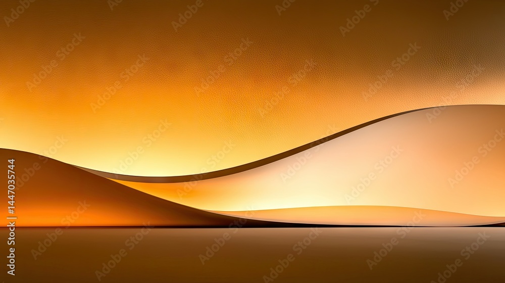 Fototapeta premium Elegant abstract image featuring golden waves and a gradient backdrop