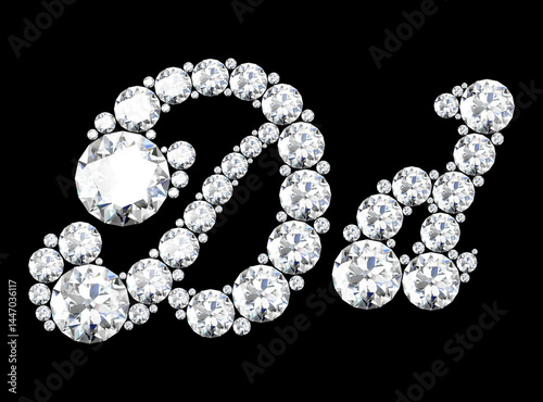 diamond letters with gemstones isolated on black. (high resolution 3D image).