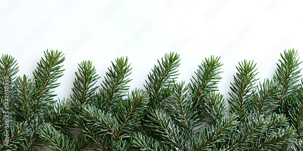 Naklejka premium Green pine tree branches, isolated fir twigs perfect for xmas holiday decoration