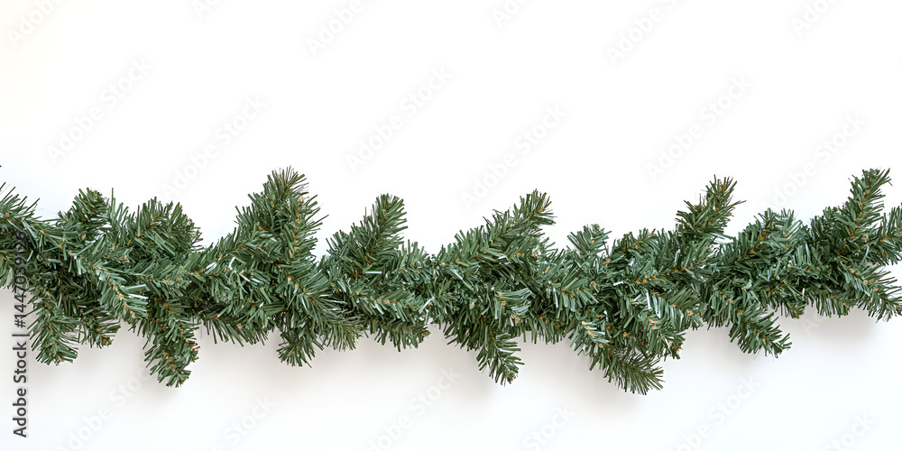 Fototapeta premium Green pine tree branches, isolated fir twigs perfect for xmas holiday decoration