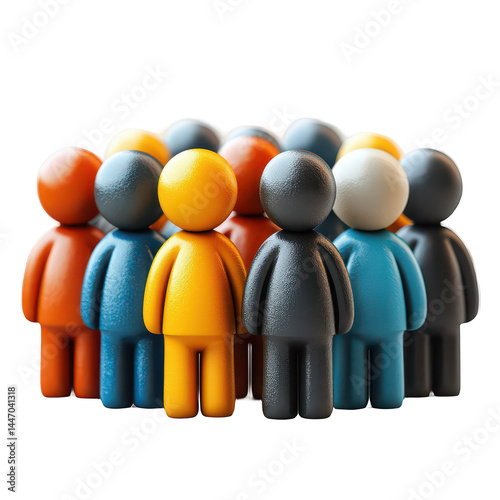 3D icon people png social group symbol png digital avatar team png community concept png transparent background image