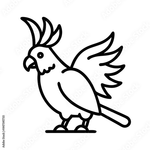 Cockatoo raising feather crest in a playful pose  