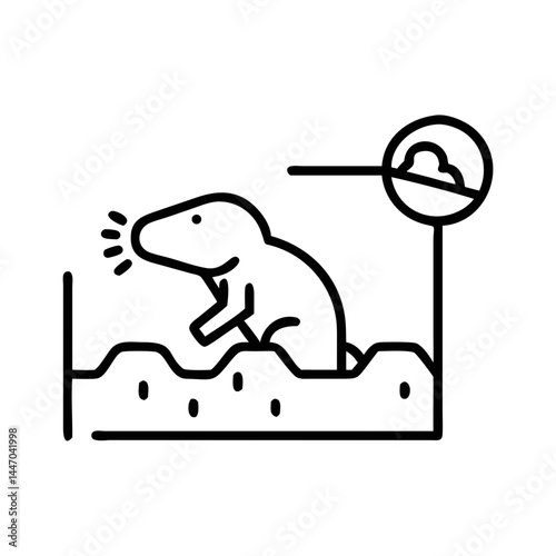 Mole digging an underground tunnel in a simplified illustration  
