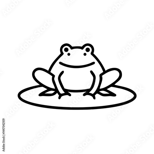 Frog resting peacefully on a lily pad against a simple background  