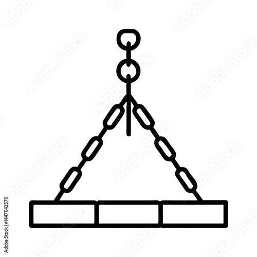 Heavy Slab Being Lifted by Chains and Hook  