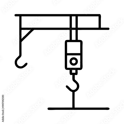 Lifting Pulley with Hook Illustration in Minimalist Style  