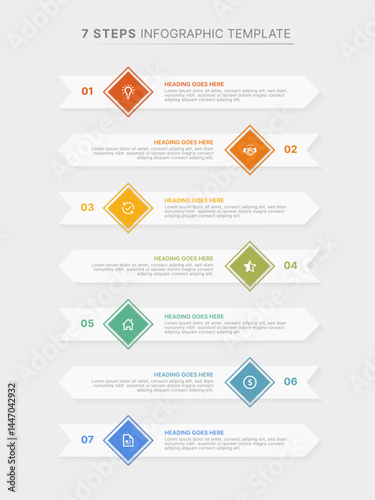 Modern List Infographic Design Template with 7 Data Points