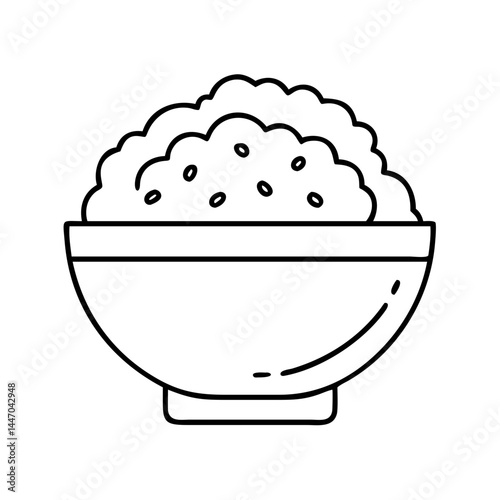 rice bowl icon, rice bowl line art - simple line art of rice bowl, perfect for rice bowl logos and icons