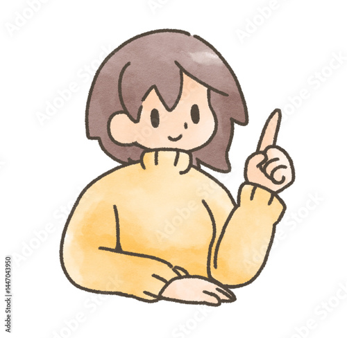 指差ししている女性のイラスト