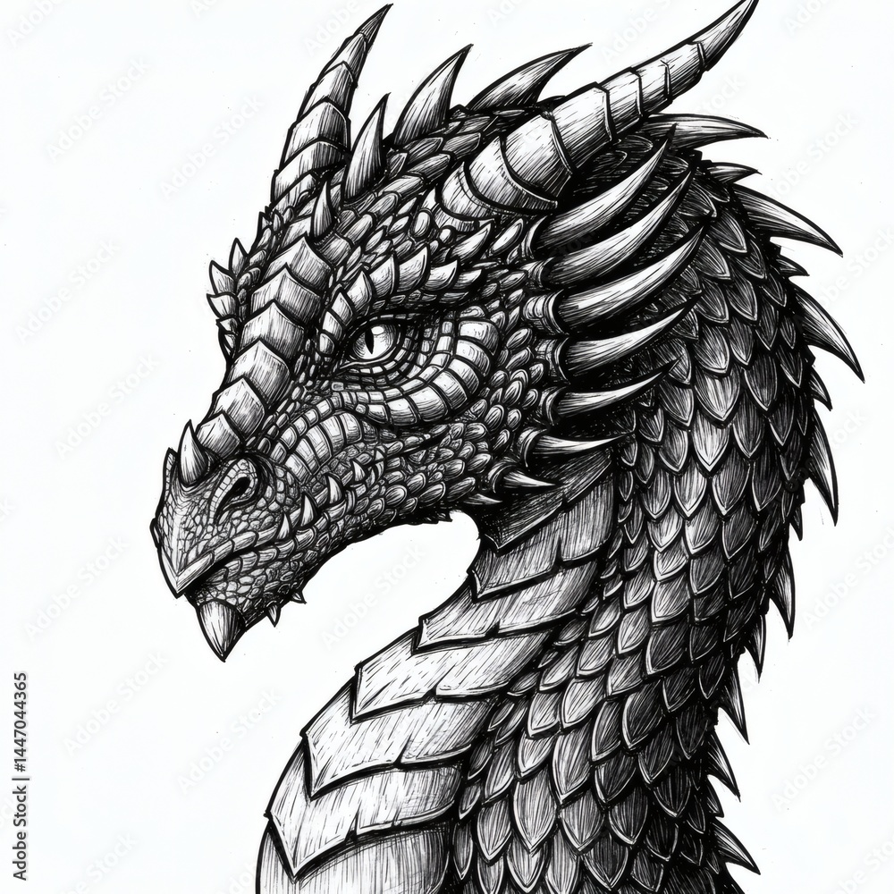 Dragon sketch isolated on white background, Sketch engraving, vector illustration, Scratch board imitation, Black and white image. Dragon sketch isolated on white background, Sketch engraving, vector illustration, Scratch board imitation, Black and white image.
