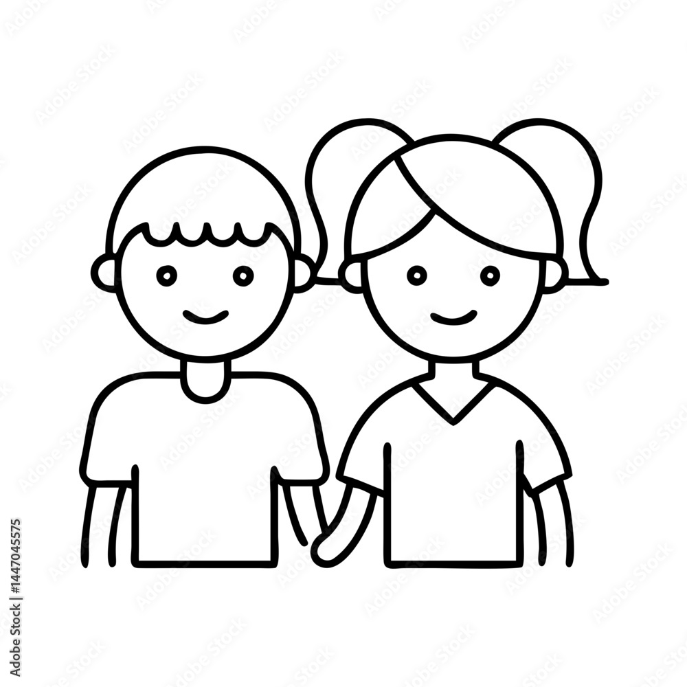 Fototapeta premium siblings icon, siblings line art - simple line art of siblings, perfect for siblings logos and icons