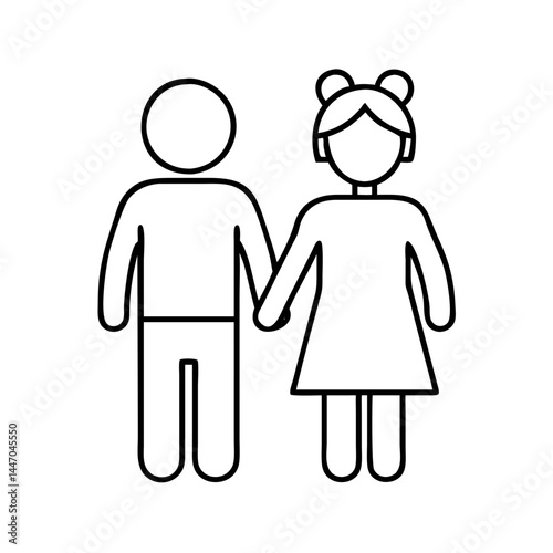 siblings icon, siblings line art - simple line art of siblings, perfect for siblings logos and icons