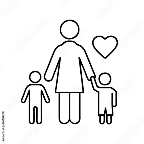single parent icon, single parent line art - simple line art of single parent, perfect for single parent logos and icons