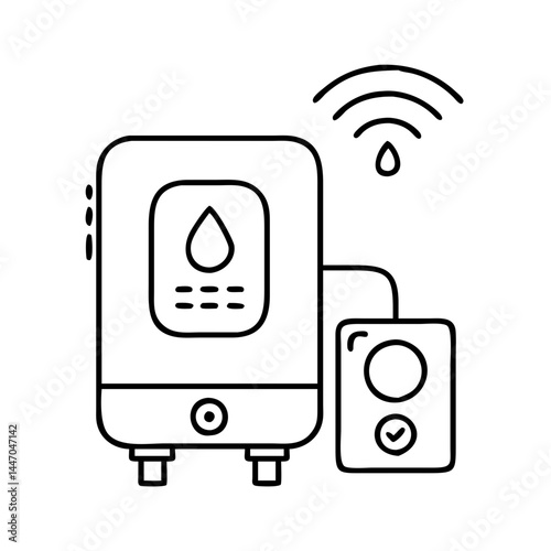 smart water heater icon, smart water heater line art - simple line art of smart water heater, perfect for smart water heater logos and icons