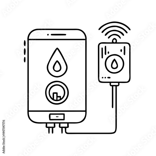 smart water heater icon, smart water heater line art - simple line art of smart water heater, perfect for smart water heater logos and icons