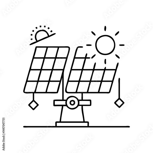 solar tracker icon, solar tracker line art - simple line art of solar tracker, perfect for solar tracker logos and icons