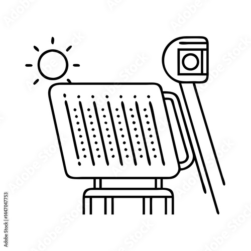solar water heater icon, solar water heater line art - simple line art of solar water heater, perfect for solar water heater logos and icons