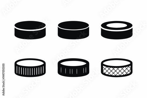 set of Hockey Puck icon silhouette vector illustration