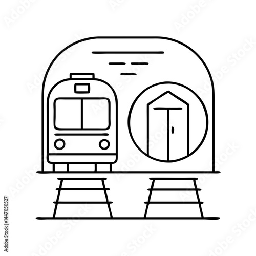 subway station icon, subway station line art - simple line art of subway station, perfect for subway station logos and icons