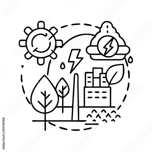 sustainable infrastructure icon, sustainable infrastructure line art - simple line art of sustainable infrastructure, perfect for sustainable infrastructure logos and icons