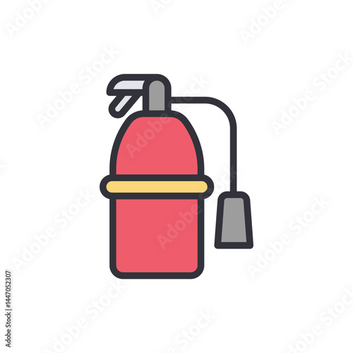 Fire extinguisher colored icons, minimalist vector illustration ,simple transparent graphic element .Isolated on white background