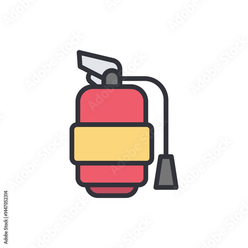 Fire extinguisher colored icons, minimalist vector illustration ,simple transparent graphic element .Isolated on white background