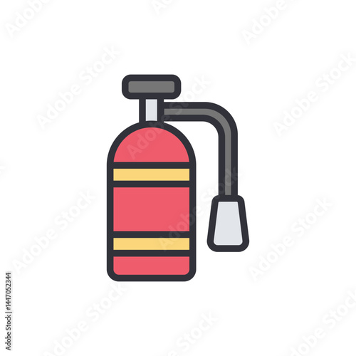 Fire extinguisher colored icons, minimalist vector illustration ,simple transparent graphic element .Isolated on white background