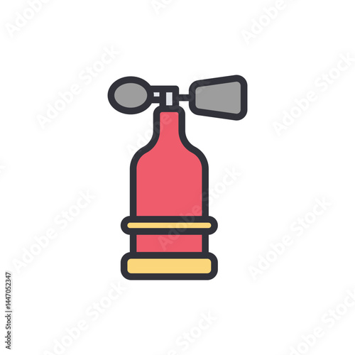 Fire extinguisher colored icons, minimalist vector illustration ,simple transparent graphic element .Isolated on white background