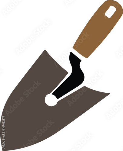 small gardening spade icon, silhouette of trowel tool vector, hand tool for soil digging