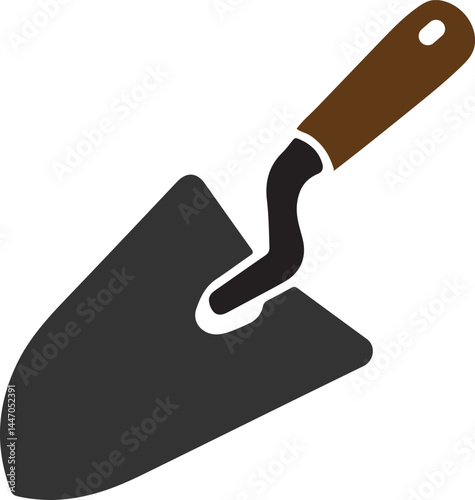 small gardening spade icon, silhouette of trowel tool vector, hand tool for soil digging
