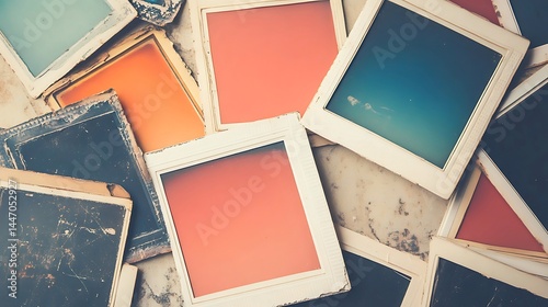 Vintage Photo Frames Overlay Antique Colors Memory Nostalgia Background old red art worn blue teal  
