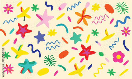 Bright Doodle Seamless Pattern – Colorful Abstract Fun Background Design