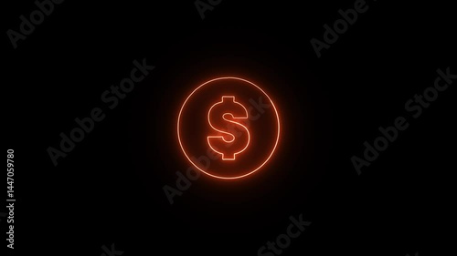 Wallpaper Mural Abstract neon glowing dollar sign icon animation on black background. Torontodigital.ca