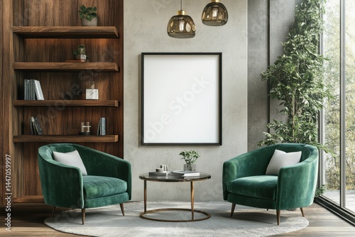 Living room interior with armchairs on white background on transparent background
