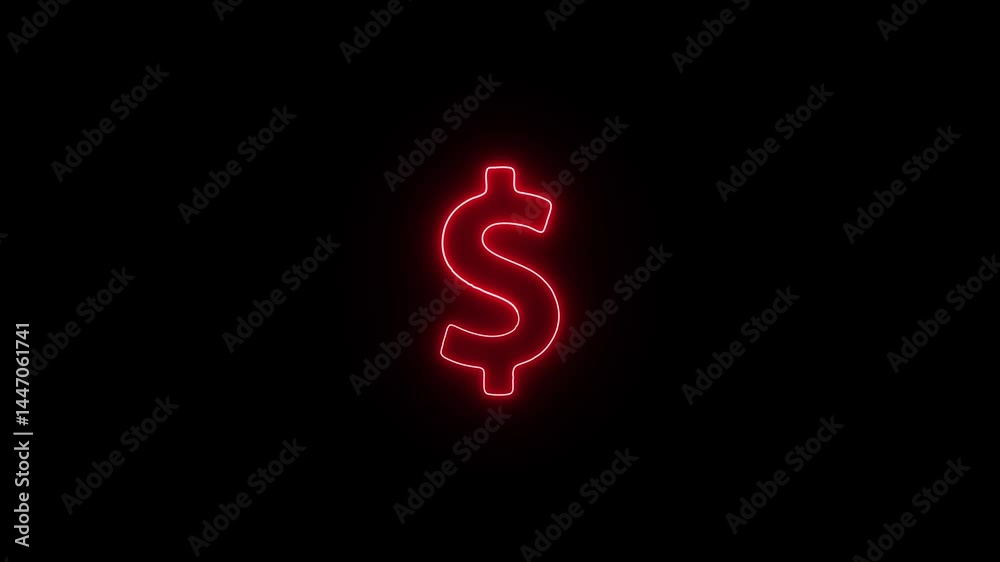 Dollar logo animation by purple color neon on black background. Dollar logo animation by purple color neon on black background.