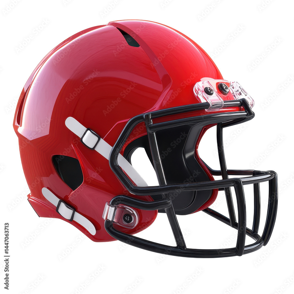 Fototapeta premium shot of a brightly colored football helmet, showcasing its protective features and design elements.