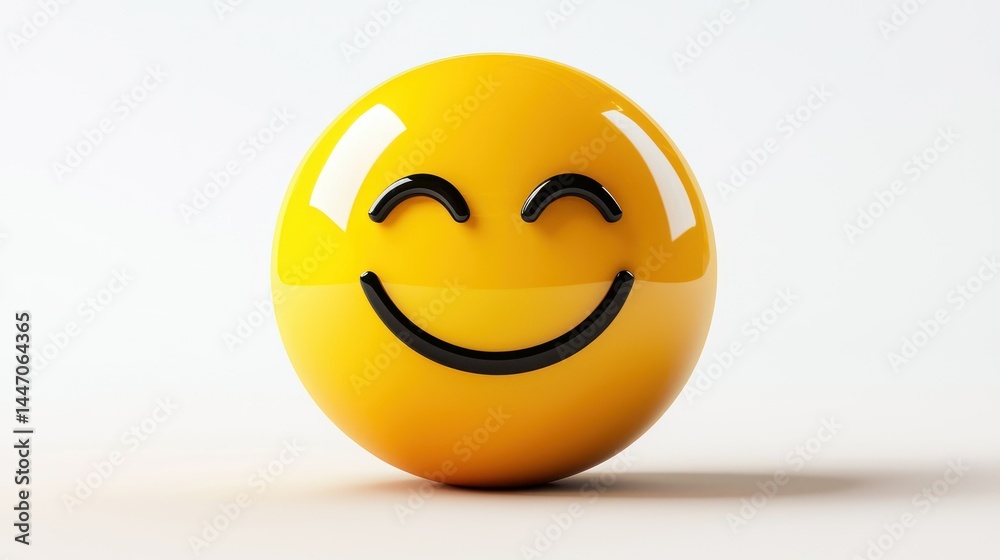 Fototapeta premium Happy face emoji isolated on white background