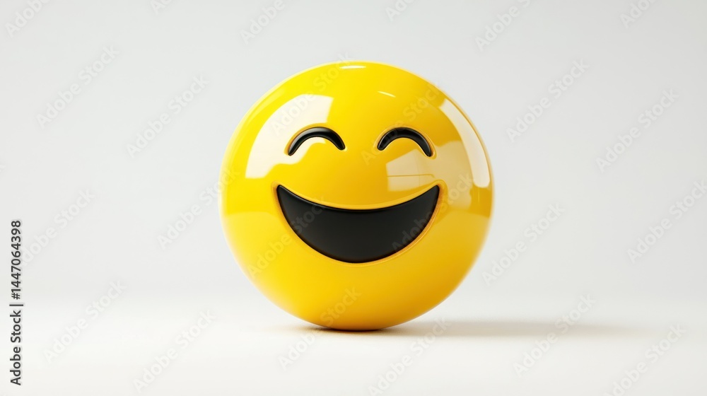 Fototapeta premium Happy face emoji isolated on white background