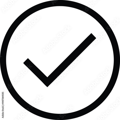 Black check mark inside a circle indicates approval, it's on transparent background