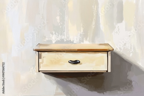 Drawer nightstand illustration on white background on transparent background