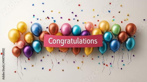 Festive Congratulations: Colorful Balloons and Confetti for Celebratory Moments
