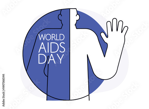 Global Solidarity Against AIDS: A Powerful Symbol of Awareness, A powerful, stylized image depicting an arm raised in a fist, with a red awareness ribbon on the wrist against the backdrop of a world m