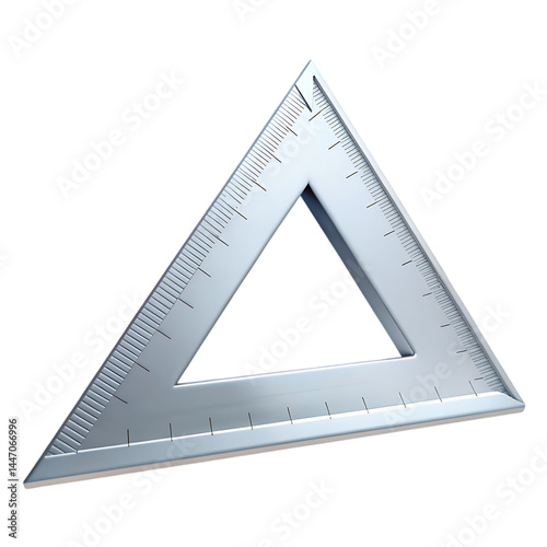 Silver Triangle Ruler: Geometry Tool, Architectural Drawing Instrument, 3D Model