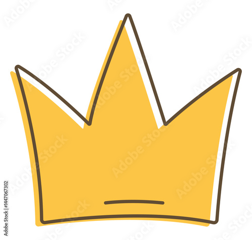 Hand drawn golden crown icon isolated on white background.