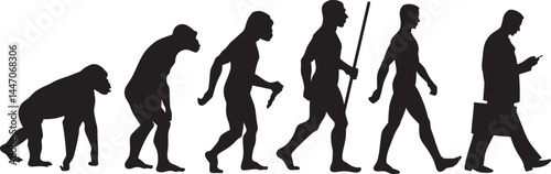 Silhouette of theory evolution man vector illustration. EPS 10 