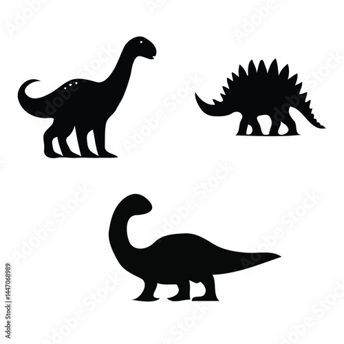 set of dinosaurs silhouettes