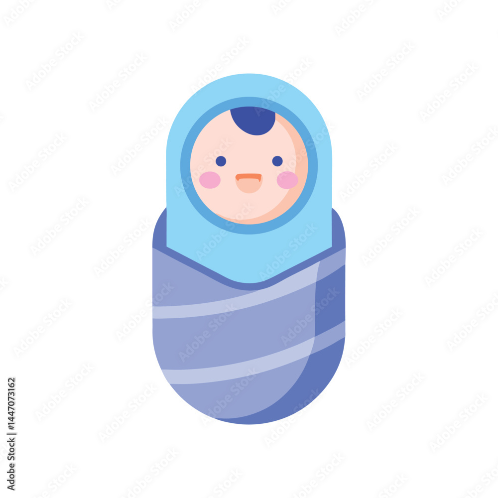 Cute Baby Swaddled in Blue Blanket Cute Baby Swaddled in Blue Blanket