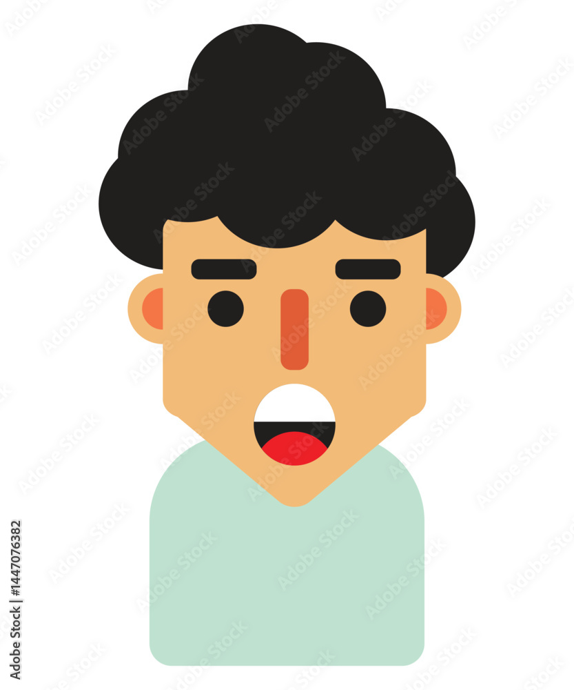 Young Male Avatar with Curly Hair in Flat Design Young Male Avatar with Curly Hair in Flat Design