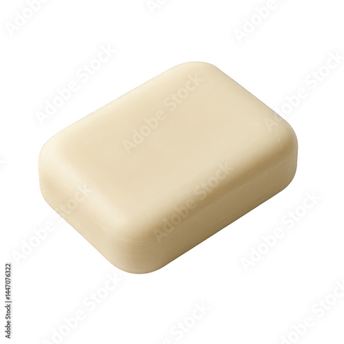 The pure and simple elegance of a smooth, solid bar of off-white soap with rounded corners, ready for use.